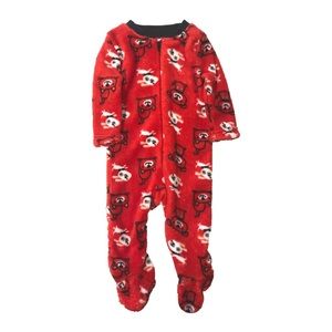 ⭐️3/$15 Zak & Zoey Infant Boys Red Fleece Puppy Dog Blanket Sleeper Pajamas 0-3m